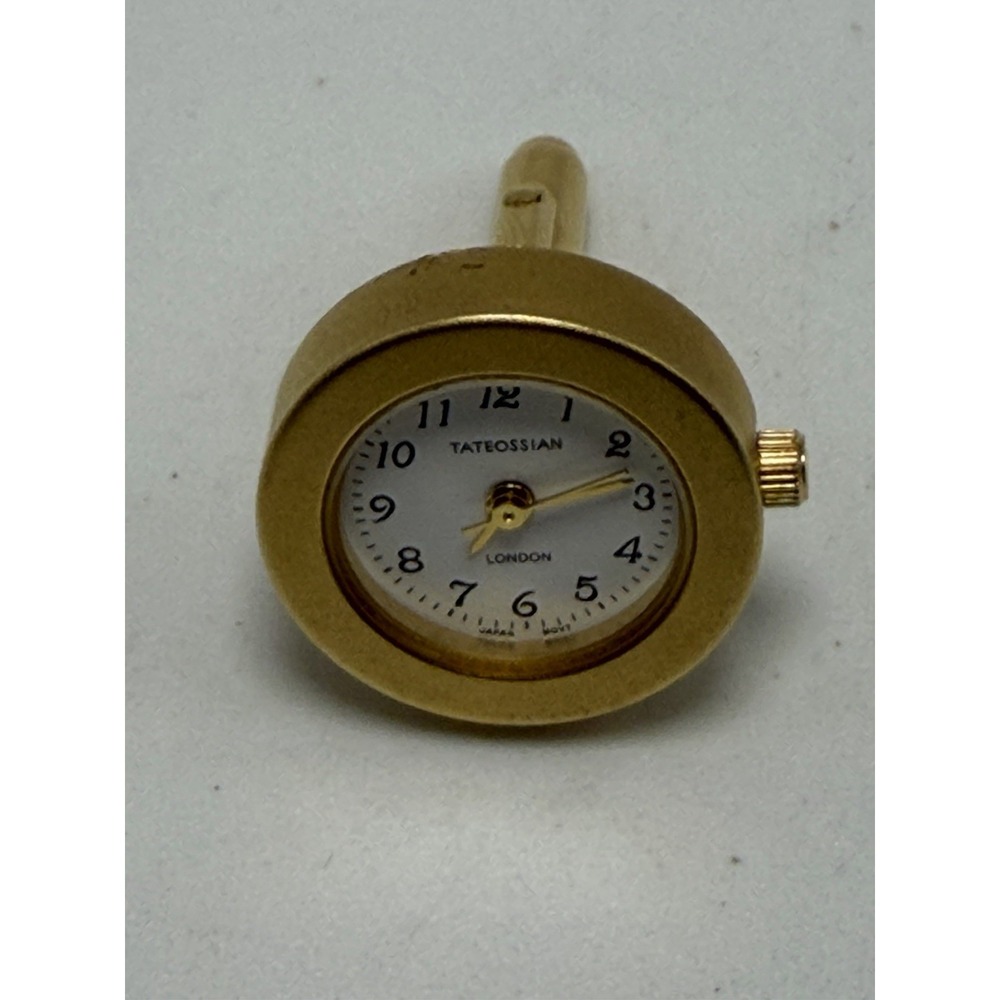 One Only Tateossian London Watch Cufflink New Battery 19MM Gold Tone Round